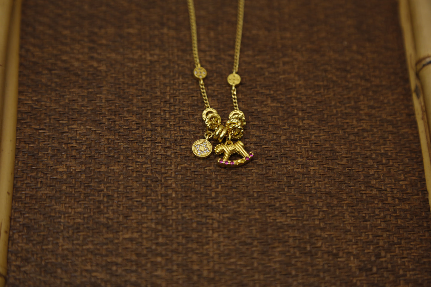 Vintage Rocking Horse Coin Medallion Necklace