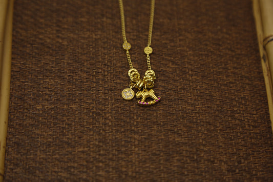 Vintage Rocking Horse Coin Medallion Necklace