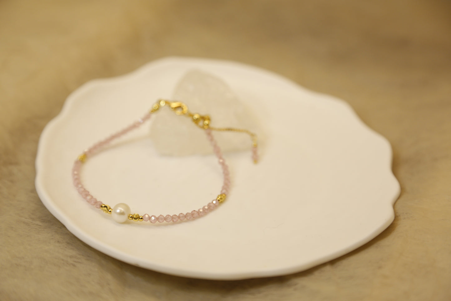 Pink Zirconia Pearl Bracelet