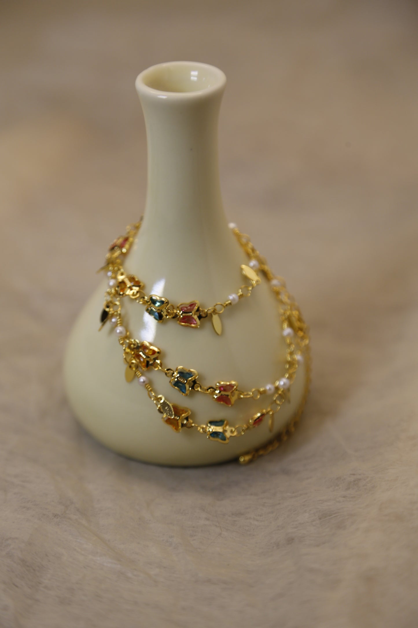 Pearl & Gemstone Gold Chain Necklace