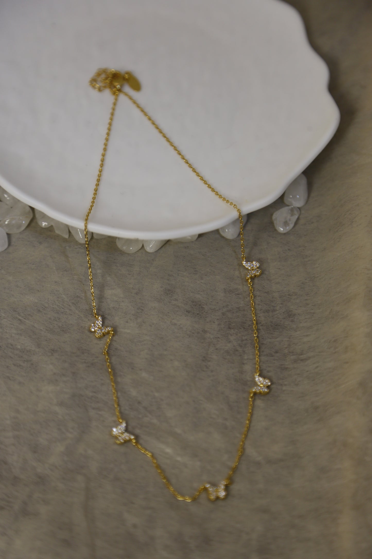 Delicate Butterfly Zircon Station Necklace