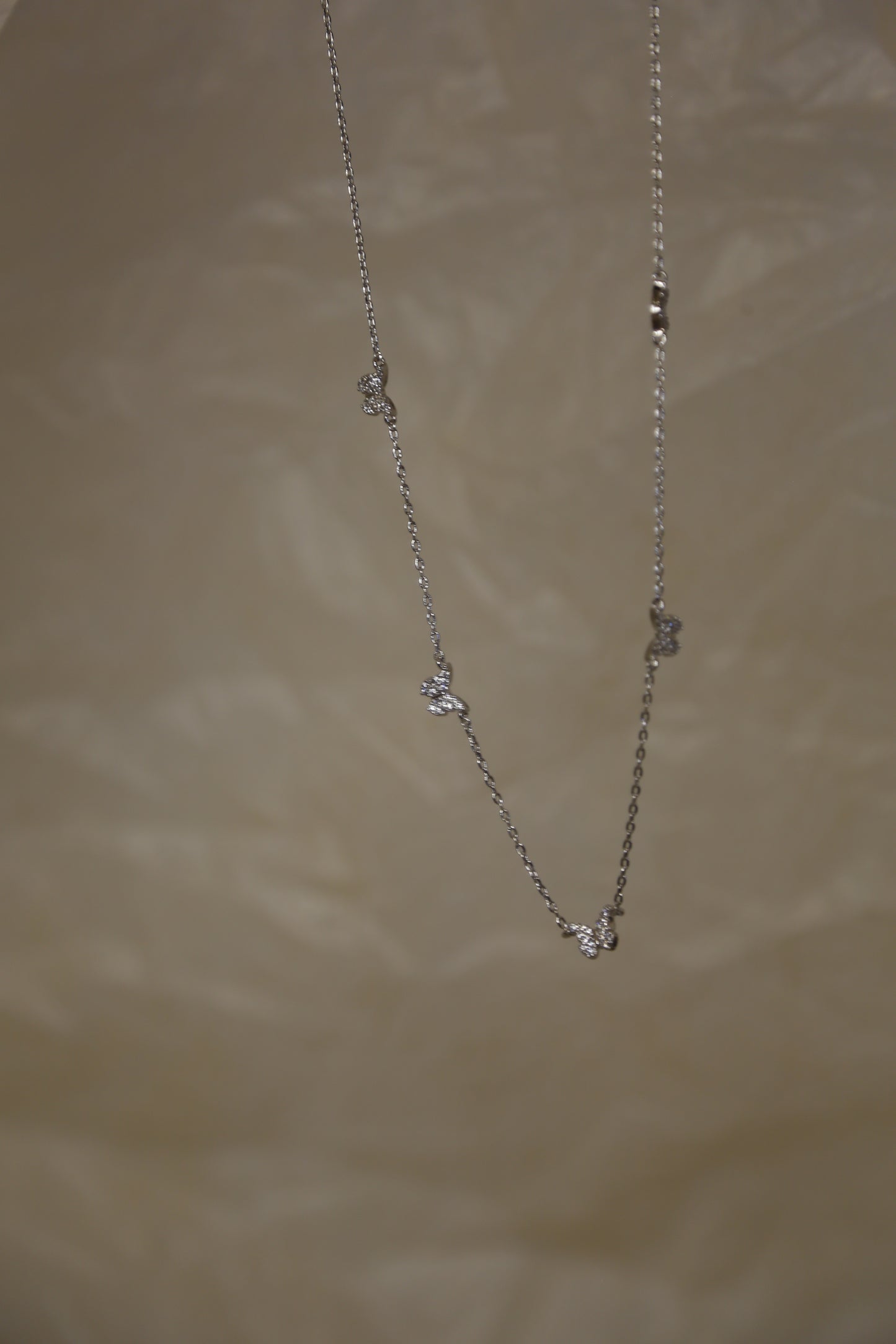 Delicate Butterfly Zircon White Gold Necklace
