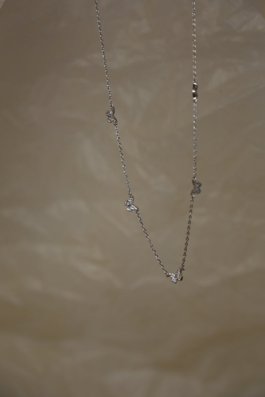 Delicate Butterfly Zircon White Gold Necklace