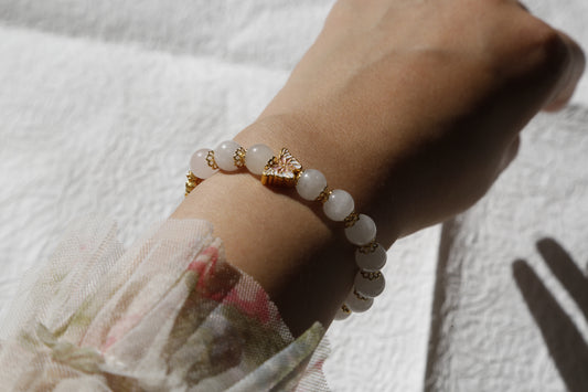 White Jade Eiffel Tower Charm Bracelet