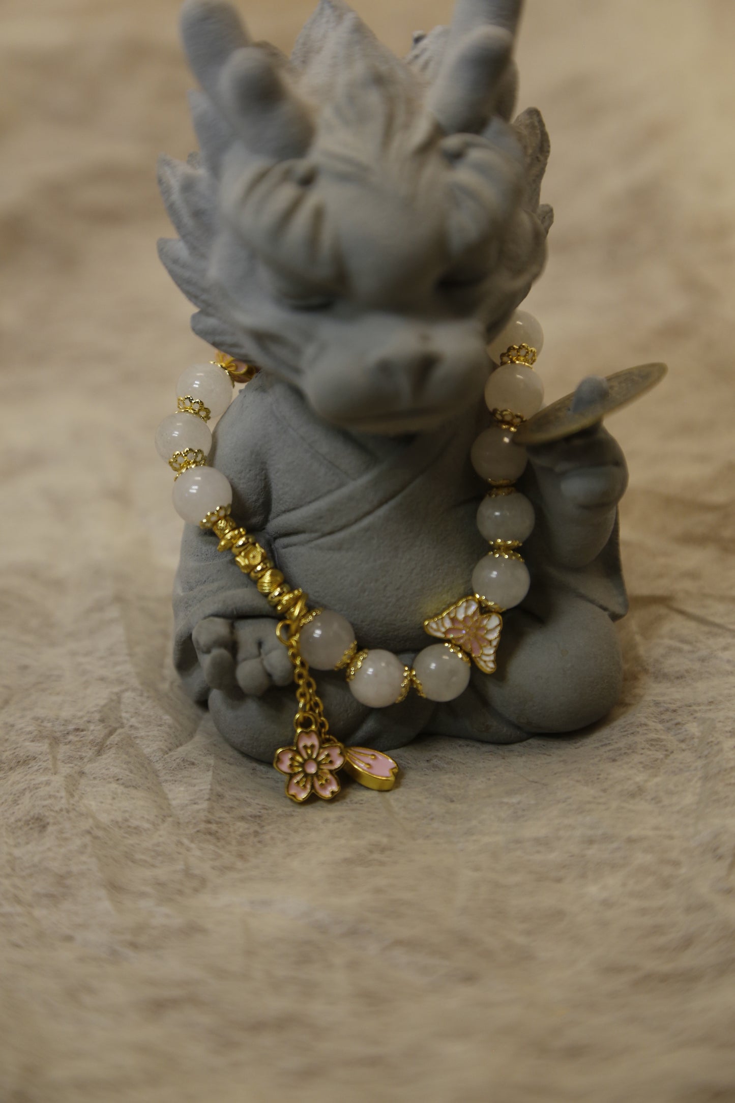 White Jade Eiffel Tower Charm Bracelet