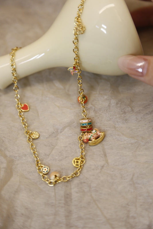 Whimsical Rocking Horse Charm Necklace