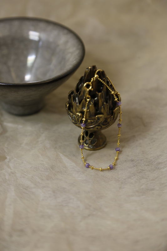 Delicate Amethyst Bead Gold Necklace