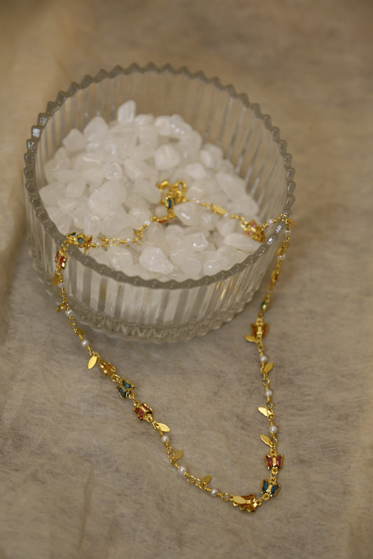 Pearl & Gemstone Gold Chain Necklace