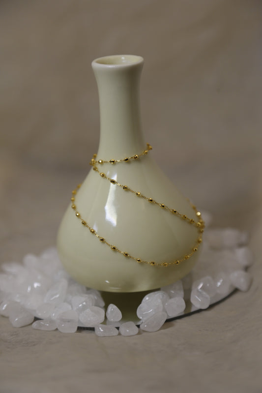 Delicate Gold Bead Chain Necklace