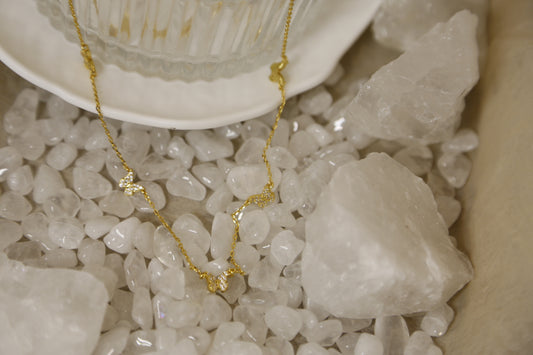 Delicate Butterfly Zircon Station Necklace